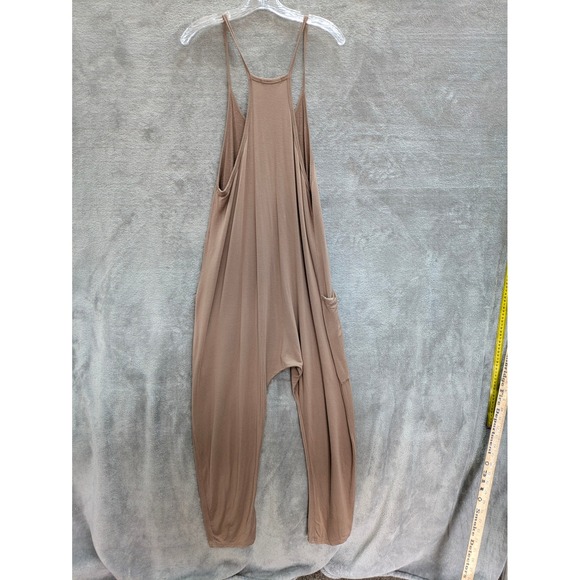 Boho Harem Drop Crotch Jumpsuit Women Large Taupe Brown Slouchy Relaxed Fit READ - Picture 5 of 6